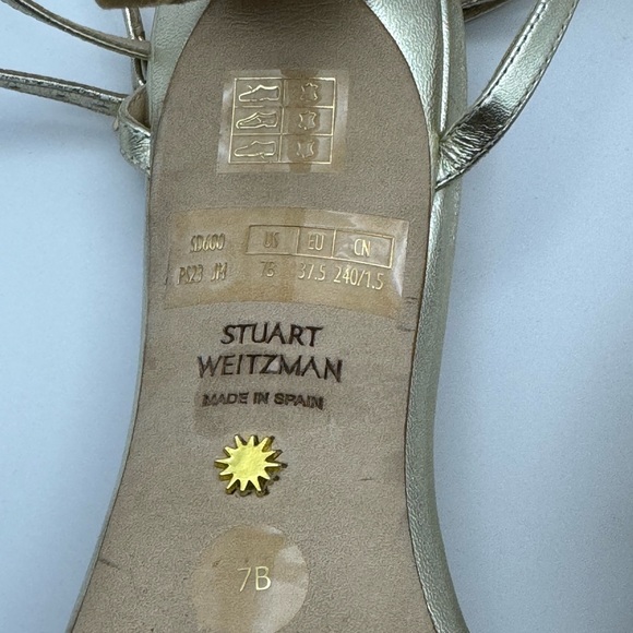 EUC STUART WEITZMAN BARELYNUDIST 100 LIGHT GOLD SZ 7B - Picture 6 of 8